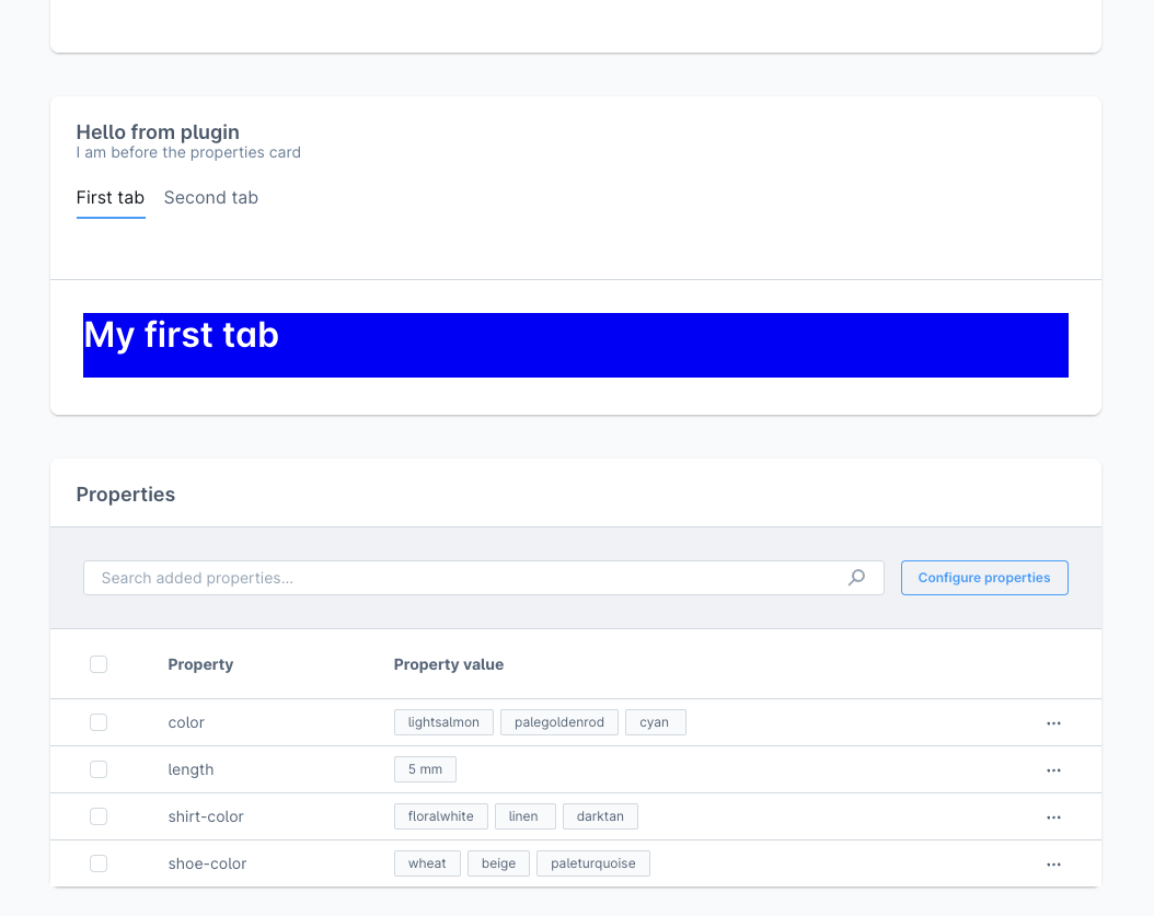 Component Sections screenshot example